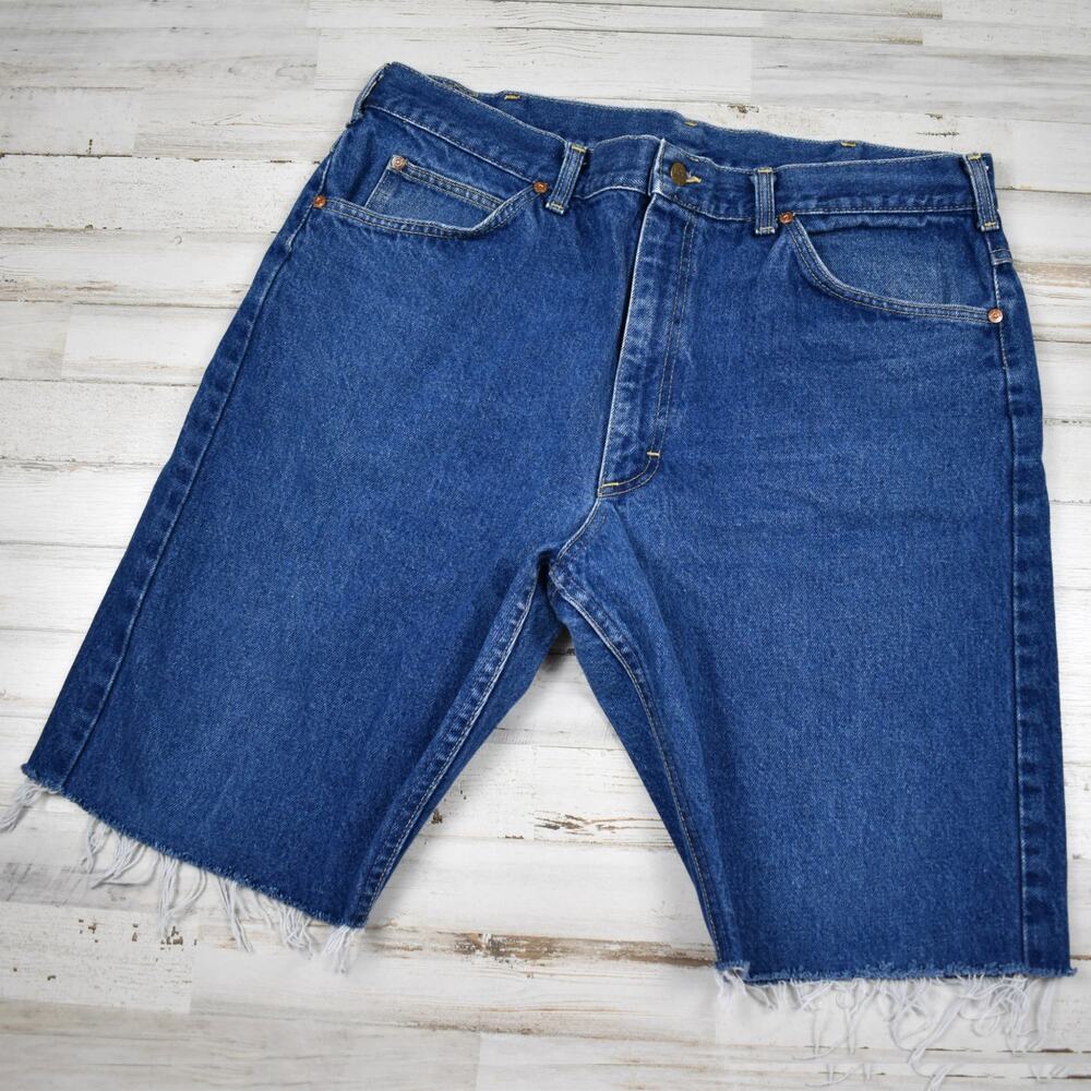 Vintage Lee Riders Jean Shorts Men's 37" (tagged 40) Blue Denim Cut Offs Jorts